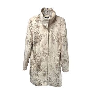 BEBE Wool Blend Peacoat Cream Gold Mock Neck Collar Button Jacket Womens L